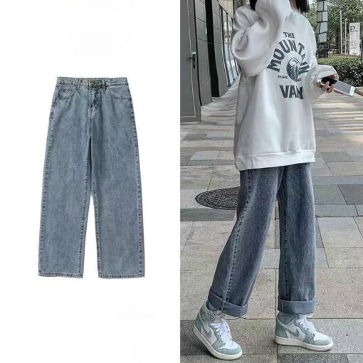 Blue Jeans Loose Retro Street Style - Harajuku