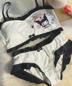 Bra and panty set, pitted Ruffles Kuromi Sanrio