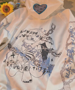 Bright Japanese Sweatshirt Hoodie Gothic Print Anime Girl