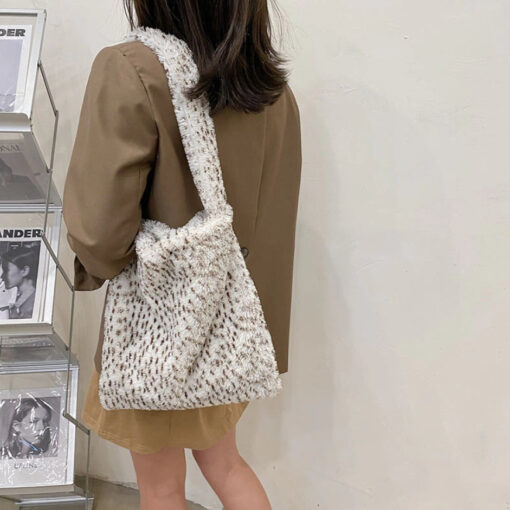 Bright Plush Bag Leopard Print - Harajuku