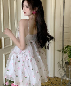 Britelli Dress Bugle Puff Skirt Embroidery Flowers - Harajuku