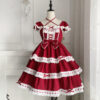 Burgundy Vintage Dress Kawaii Lolita Ruffles