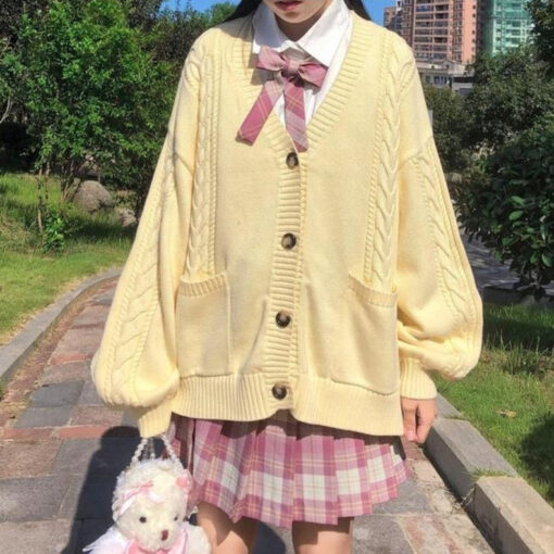 Cardigan Kawaii Hoodies Pockets Sailor Collar Lace - Harajuku