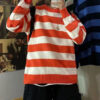 Casual Striped Sweatshirt Jumper Knitted Sweater - Harajuku