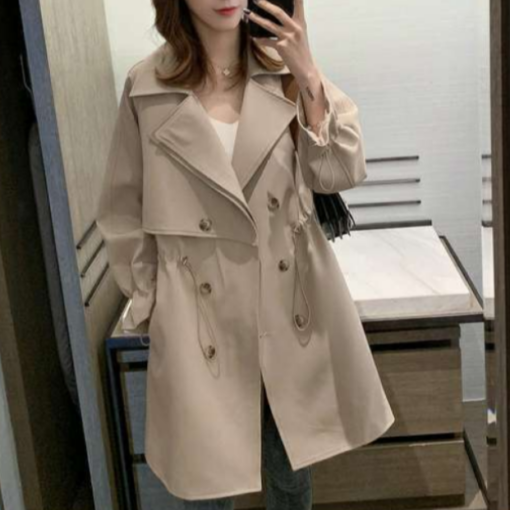Casual Trench Coat Khaki Beige Fall Spring