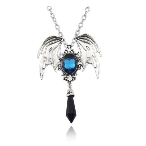 Chain Pendant Wings Bat Red Crystal Stone