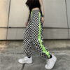 Checkered Elastic Pants Hong Kong Style - Harajuku