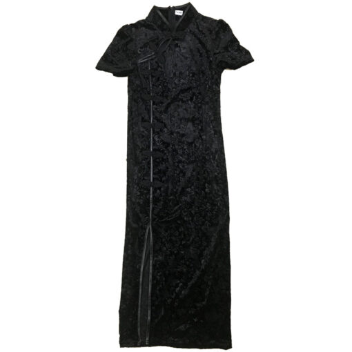 Cheongsam girl Black Mid Length Dress High Quality