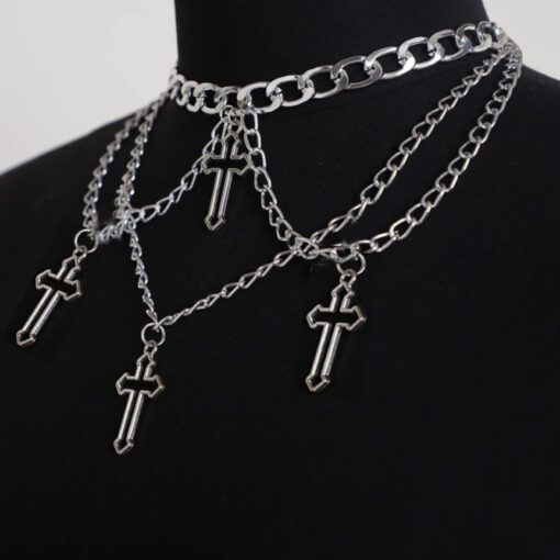 Choker Chain Women Necklace Pendants Gothic Crosses