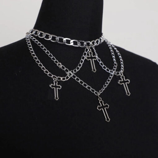 Choker Chain Women Necklace Pendants Gothic Crosses