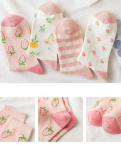 Cotton Kawaii Japanese Socks Print Strawberry - Harajuku