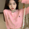Cotton Wool Pink Top Cardigan Love And Faith - Harajuku