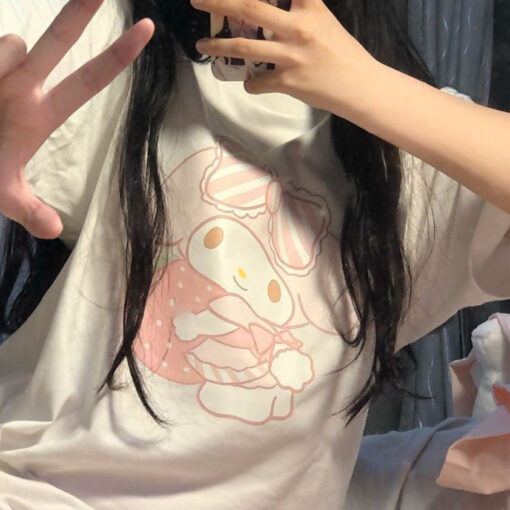 Cute Bunny T-shirt with Donut Kawaii - Harajuku