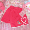 Cute Red Shorts Kawaii Style Love