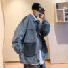 Denim Jacket Contrast Pockets New York Style - Harajuku