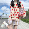 Fruit Knitted Sweater Strawberry Peach Print - Harajuku