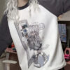 Gray Long Sleeves Shirt Grunge Tops Japanese Tshirt Fairycore E-girl