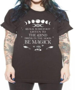 Halloween Gothic Black Witch T-Shirt Letter Print - Harajuku