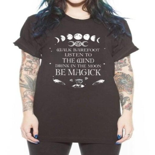 Halloween Gothic Black Witch T-Shirt Letter Print - Harajuku