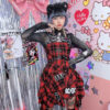 Halloween Red Checkered Dress Gothic AC DC
