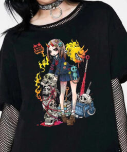 Harajuku Demon Girl T-shirt Dark Punk Grunge - Harajuku
