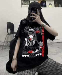 Harajuku Style Anime Black Gothic Tshirt Punk - Harajuku