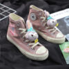 High Or Low Beige Sneakers Canvas Shoes Rabbit Print
