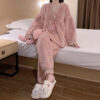 Homemade Pink Velvet Pajamas Plus Velvet Winter - Harajuku