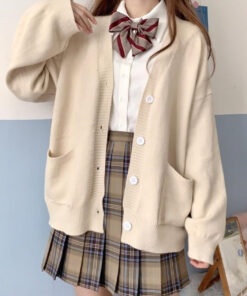 Japanese College Knitted Cardigan Color Cotton Solo - Harajuku