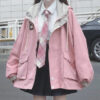 Japanese Pink Jacket Kawaii Cute Coat Patch Pockets - Harajuku