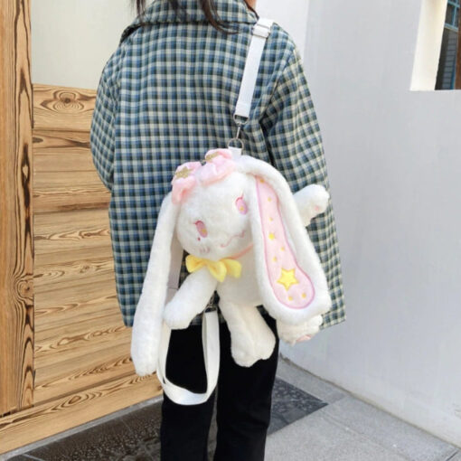 Japanese White Plush Lolita Rabbit Backpack - Harajuku