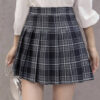 Kawaii Gray Blue Women's Mini Skirt Plaid Shorts A Line High Waist