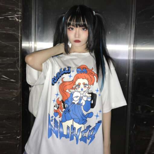 Kawaii White T Shirt Gothic Yabi Style
