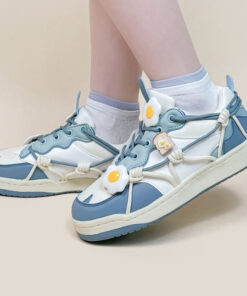 Light Blue Leather Sneakers Egg ins tide