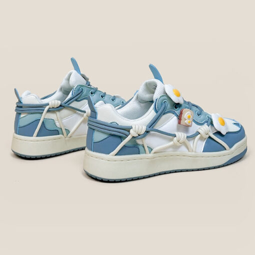 Light Blue Leather Sneakers Egg ins tide