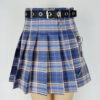 Light Blue Women's Plaid Mini Skirt A Line High Waist