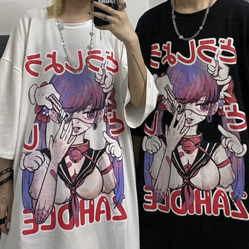 Marine Anime Graffiti Punk Shirt - Harajuku