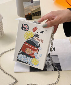 Messenger Bag Mini Box Print Drinks - Harajuku