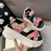 Pink Holographic Sandals Platform - Harajuku