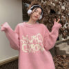 Pink Letter Print Sweater Winter 2023