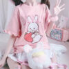 Pink Tshirt Lolita Rabbit and Strawberry - Harajuku