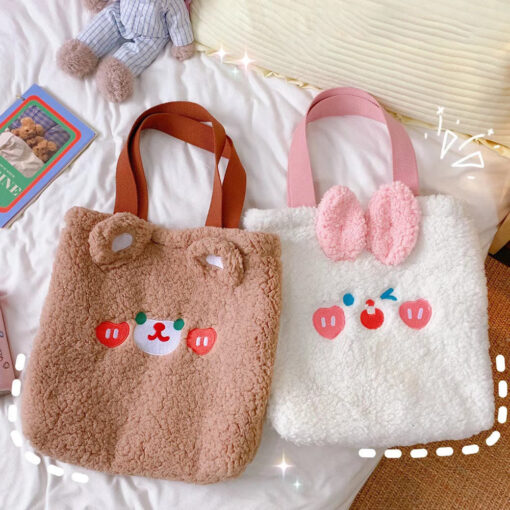 Plush Bag Kawaii Sweet Embroidery Print Bunny Bear - Harajuku