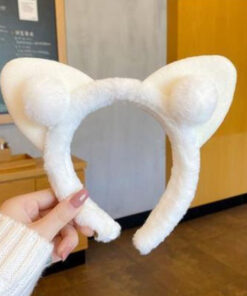 Plush Headband With Cat Ears And Pompoms Winter