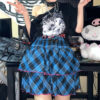 Puffy Mini Skirt Harajuku Black Blue Check