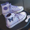 Purple Canvas Sneakers Butterfly Shoes - Harajuku