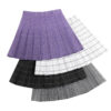 Purple Pleated Plaid Kawaii Skirt - Harajuku