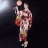 Red Kimono Geisha Yukata Haori Flower Print Japan