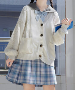 Retro Kawaii Knitted Cardigan Pockets