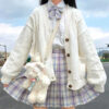 Retro Kawaii Knitted Cardigan White Or Yellow
