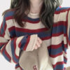 Retro Sweater Red Blue Wide Stripes